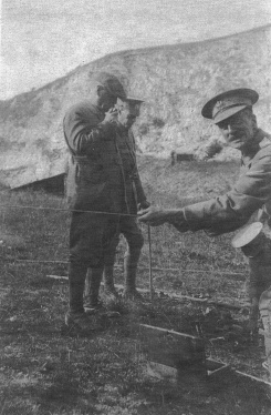 Arthur Conan Doyle (left) with Sydney Harris (ca. 1914-1918).
