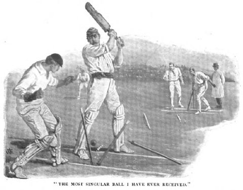 Arthur Conan Doyle bowled by A. P. Lucas in the Cricket martch : United Services v. Uppingham Rovers (25 july 1890)