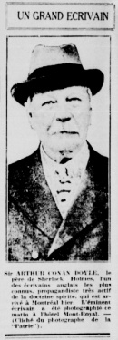 Arthur Conan Doyle in newspaper La Patrie (9 july 1923).